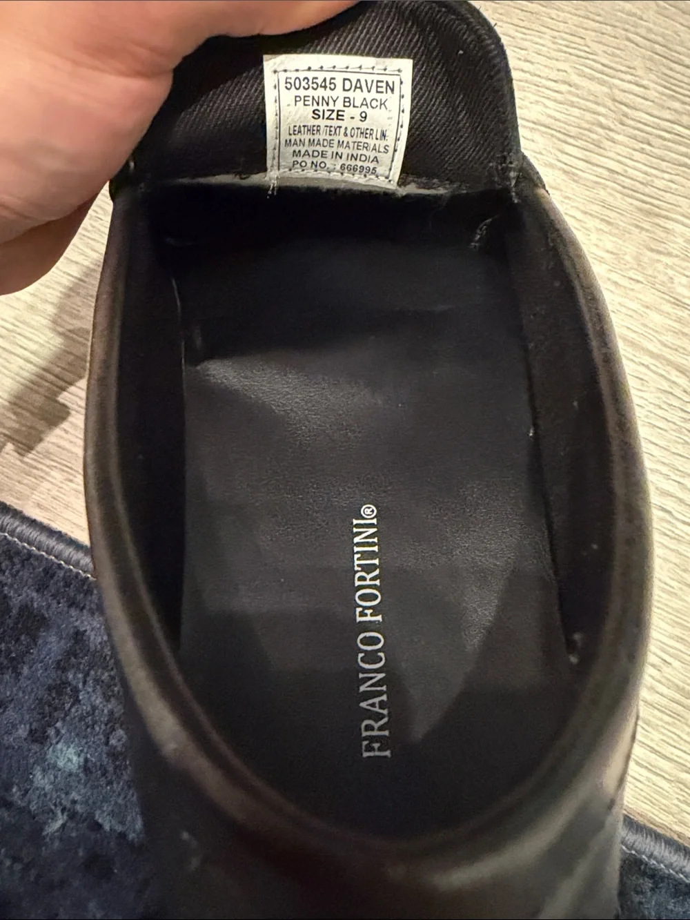 Franco Fortini Black Leather Penny Loafers